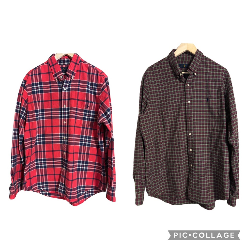 Lot of 2 Ralph Lauren Polo Men’s Classic Button Up Shirts Size XL